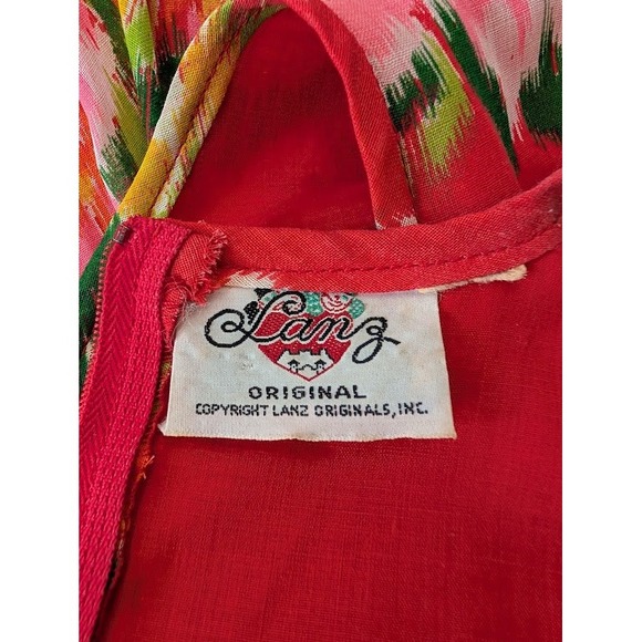 Lanz Originals Vintage Red‎ Floral Maxi Dress Sleeveless Boho Bohemian Size S - Picture 7 of 9